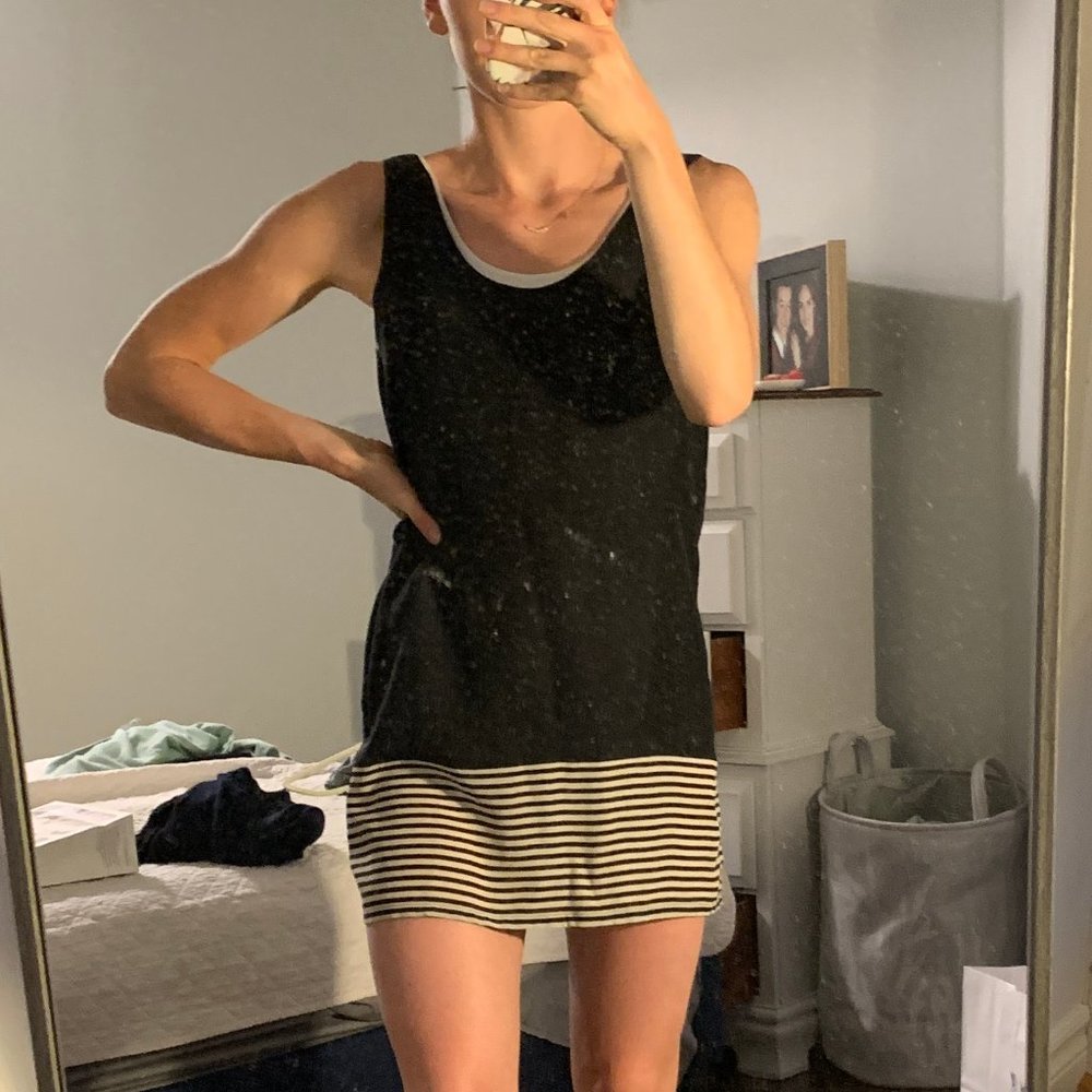Black and white 100% silk Joie slip dress